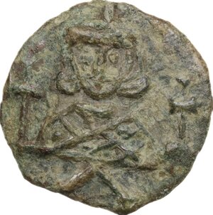 reverse: Constantine V Copronymus with Leo IV (741-775).. AE Half follis, Syracuse mint, 751-775