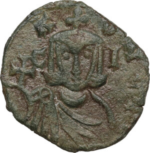 reverse: Leo V with Constantine (813-820).. AE Follis, Syracuse mint