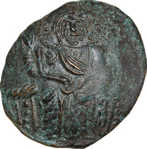 obverse: John III, Ducas-Vatatzes (1222-1254). Debased AV Hyperpyron, Empire of Nicaea, Magnesia mint