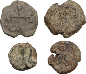 reverse: Lot of 4 PB Bullae, including one with depiction of a saint