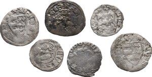 obverse: Hungary. Lot of six (6) unclassified AR Denars, including: Carl I. Robert and Loius I, the Great