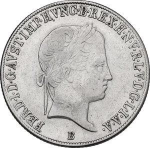 obverse: Hungary.  Ferdinand V (1835-1848).. AR 20 Krajcár, Kremnitz mint, 1844