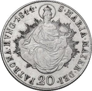 reverse: Hungary.  Ferdinand V (1835-1848).. AR 20 Krajcár, Kremnitz mint, 1844