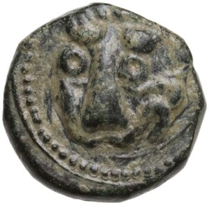obverse: Italy..  Guglielmo II (1166-1189). AE Follaro, Messina mint