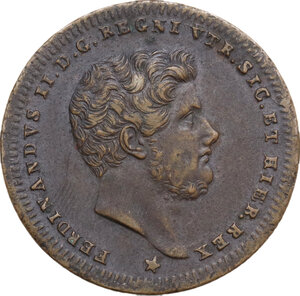 obverse: Italy..  Ferdinando II (1830-1859).. AE 2 Tornesi, Naples and Sicily