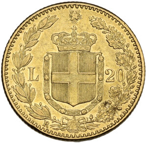 reverse: Italy .  Umberto I (1878-1900). AV 20 lire 1888, Roma mint