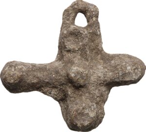 obverse: Lead cross pendant.  32 x 30 mm