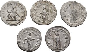 reverse: The Roman Empire.. Lot of 5 unclassified AR Antoniniani, including: Gordian III and Philip I