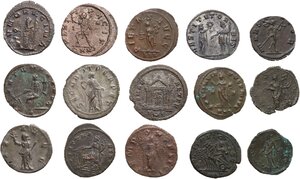 reverse: Lot of 15 unclassified Antoniniani (14) and Follis (1), including: Salonina, Aurelian, Probus, Numerian, Claudius II Gothicus, Valerian, Victorinus, Gallienus, Volusian and Constantine I