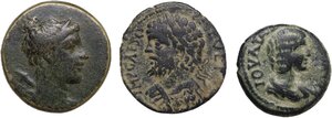 obverse: Greek and Roman world. . Lot of 3 unclassified denomination, including: Sardeis, Septimius Severus (Parlais) and Julia Domna (Pergamon)