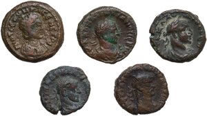 obverse: The Roman Empire.. Lot of five (5) AE Alexandrine tetradrachms