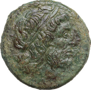 obverse: Syracuse.  Hieron II (274-215 BC).. AE 26 mm, imitation of the types of Ptolemy II Philadelphos