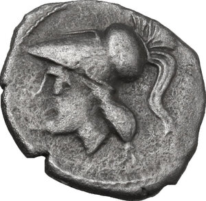 obverse: Northern Apulia, Arpi. AR Diobol, 215-212 BC-