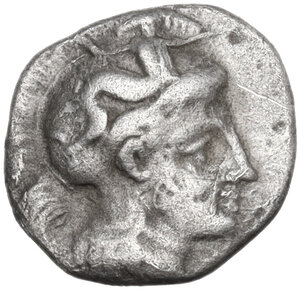 obverse: Southern Apulia, Tarentum. AR Diobol, 325-280 BC