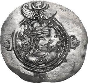 obverse: Sasanian Kings.  Khusro II (591-628).. AR Drachm. MY mint, year 12