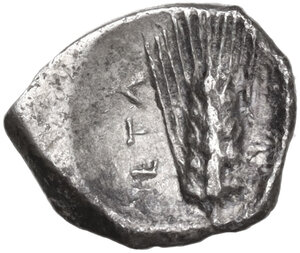 reverse: Southern Lucania, Metapontum. AR Diobol, 315-275 BC