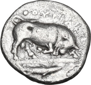 reverse: Southern Lucania, Thurium. AR Triobol, 400-350 BC