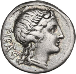 M. Herennius. Denarius, 108 or 107 BC