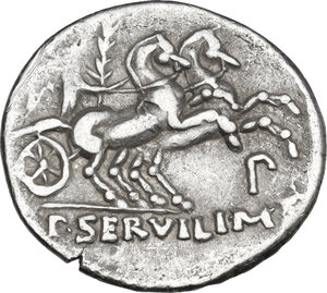 P. Servilius M.f. Rullus. Denarius, 100 BC