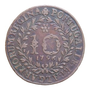 reverse: PORTOGALLO MARIA I 10 REIS 1796 CU. 6,19 GR. BB-SPL