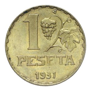 reverse: SPAGNA REPUBBLICA GUERRA CIVILE 1 PESETA 1937 BA. 5,06 GR. qFDC