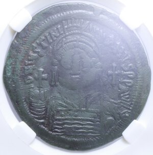 reverse: GIUSTINIANO I FOLLIS COSTANTINOPOLI AE. 21,47 GR. AU 53 (SIGILLATO CCG AA935869)
