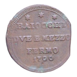 reverse: FERMO PIO VI (1775-1799) BAIOCCHI DUE E MEZZO 1796 SAMPIETRINO CU. 11,82 GR. qBB