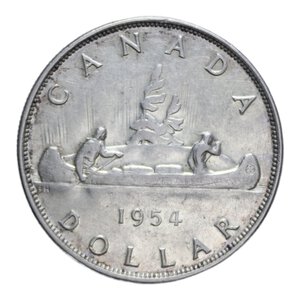 reverse: CANADA ELISABETTA II 1 DOLLARO 1954 AG. 23,34 GR. BB-SPL