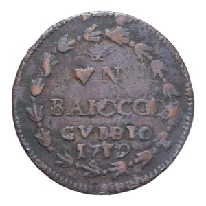 reverse: GUBBIO CLEMENTE XIII (1758-1769) 1 BAIOCCO 1759 RR CU. 10,04 GR. BB