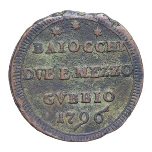 reverse: GUBBIO PIO VI (1775-1799) BAIOCCHI DUE E MEZZO 1796 SAMPIETRINO CU. 16,40 GR. qBB/BB