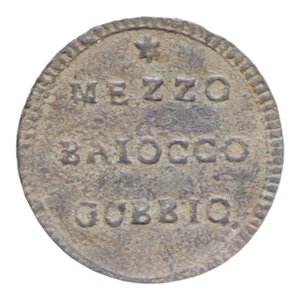 obverse: GUBBIO PIO VI (1775-1799) MEZZO BAIOCCO S. DATA R CU. 3,61 GR. BB+