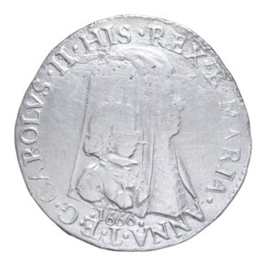obverse: MILANO CARLO II REGGENZA MADRE (1665-1674) QUARTO DI FILIPPO 1666 RRR AG. 6,64 GR. MIR. 382 MB-BB (TRACCE DI PULIZIA)