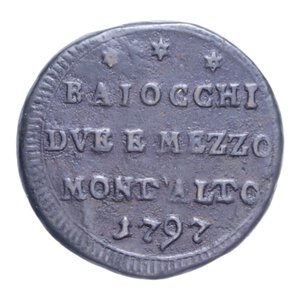 reverse: MONTALTO PIO VI (1775-1799) BAIOCCHI DUE E MEZZO 1797 SAMPIETRINO R CU. 11,51 GR. BB