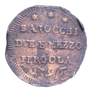 reverse: PERGOLA PIO VI (1775-1799) BAIOCCHI DUE E MEZZO 1796 SAMPIETRINO R CU. 13,12 GR. qBB