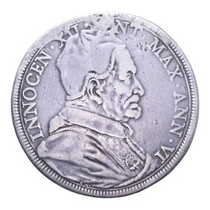 obverse: ROMA INNOCENZO XII (1691-1700) PIASTRA AN. VI RR AG. 31,20 GR. qBB (APPICCAGNOLO RIMOSSO)