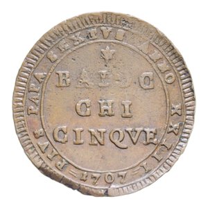 reverse: ROMA PIO VI (1775-1799) 5 BAIOCCHI 1797 MADONNINA CU. 16,08 GR. BB-SPL