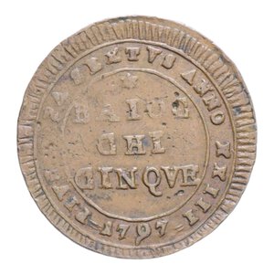 reverse: ROMA PIO VI (1775-1799) 5 BAIOCCHI 1797 MADONNINA CU. 15,71 GR. BB