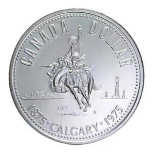 reverse: CANADA ELISABETTA II 1 DOLLARO 1975 CALGARY AG. 23,40 GR. FDC/PROOF (SEGNETTI)