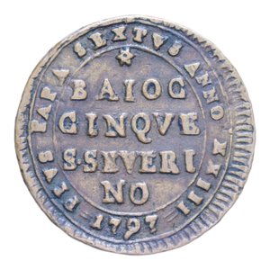 reverse: SAN SEVERINO PIO VI (1775-1799) 5 BAIOCCHI 1797 MADONNINA CU. 13,54 GR. BB