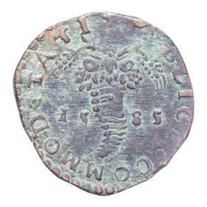 reverse: REGNO DI NAPOLI FILIPPO II (1554-1598) TORNESE 1585 SIGLA DIETRO TESTA RRR CU. 7,41 GR. qBB/BB