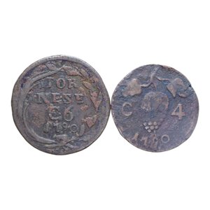 reverse: REGNO DI NAPOLI FERDINANDO IV (1759-1816) 6 + 4 CAVALLI 1790 CU. LOTTO 2 MONETE VARIE CONSERVAZIONI