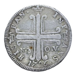 reverse: REGNO DI SICILIA FERDINANDO III (1759-1816) 3 TARI  1796 AG. 6,71 GR. BB