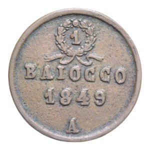 reverse: SECONDA REPUBBLICA ROMANA ANCONA (1848-1849) BAIOCCO 1849 A CU. 12,75 GR. BB-SPL