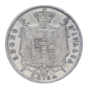 reverse: NAPOLEONE I RE D ITALIA (1805-1814) 1 LIRA 1812 BOLOGNA PUNTALI AGUZZI R AG. 4,89 GR. qBB