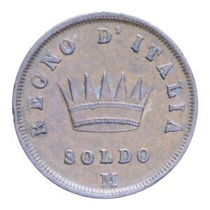 reverse: NAPOLEONE I RE D ITALIA (1805-1814) 1 SOLDO 1812 MILANO CU. 10,04 GR. BB-SPL (COLPETTI)