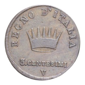 reverse: NAPOLEONE I RE D ITALIA (1805-1814) 3 CENT. 1808 VENEZIA CU. 6,13 GR. BB