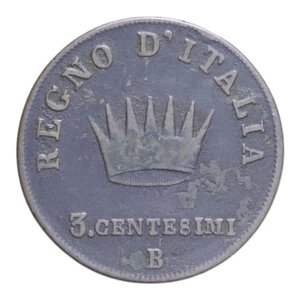 reverse: NAPOLEONE I RE D ITALIA (1805-1814) 3 CENT. 1810 BOLOGNA CU. 6,13 GR. qBB