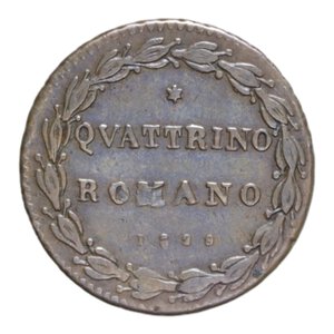 reverse: STATO PONTIFICIO PIO VIII (1829-1830) QUATTRINO 1829 ROMA R CU. 2,40 GR. BB+