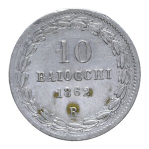 reverse: STATO PONTIFICIO PIO IX (1846-1870) 10 BAIOCCHI 1862 ROMA AN.XVII AG. 2,84 GR. BB/BB+