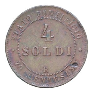 reverse: STATO PONTIFICIO PIO IX (1846-1870) 4 SOLDI 1867 AN. XXII CU. 19,86 GR. BB (COLPI)